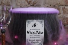 20 cauldron with purple fog potion and lights for Halloween decor