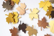 20 paper leaf garland in fall colors