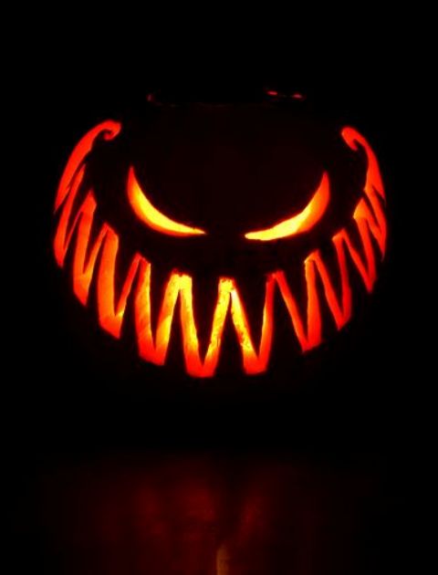 Scary pumpkin jack o lantern for classic Halloween decor
