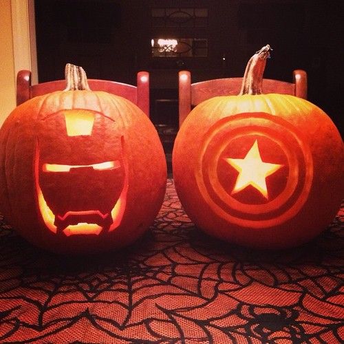 Iron Man pumpkin lanterns