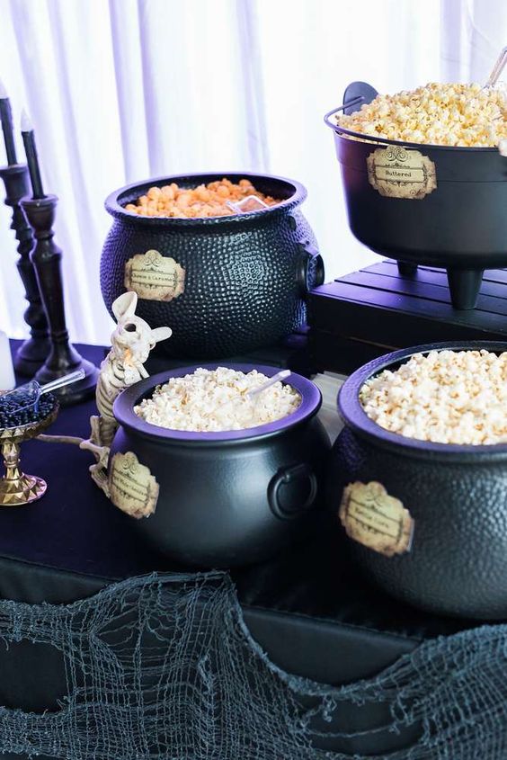 cauldrons used for displaying sweets