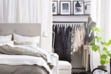 22 create your own closet space separating a corner in your bedroom