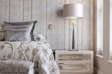 23 upholstered headboard wall with vertical panels for a textural look