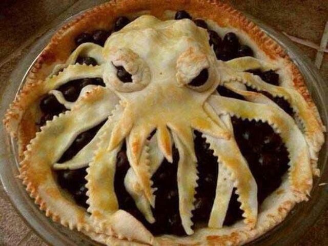 Ktulhu cherry pie or a giant octopus-inspired one