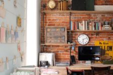 24 simple exposed red brick blends perfectly with this industrial office