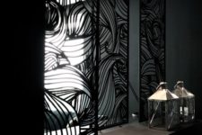 24 stunning metal laser cut screens divide the spaces and add chic to the interiors