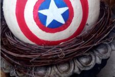 26 Captain America painted pumpkin is an easy craft