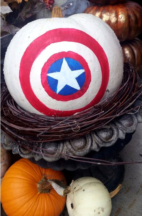 Captain America painted pumpkin is an easy craft