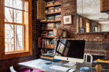 27 bold eclectic home office with brick walls for a unique look