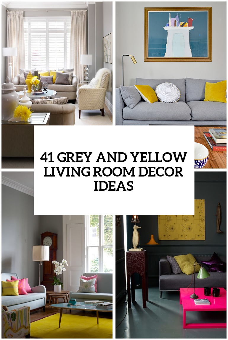 stylish grey and yellow living room decor ideas