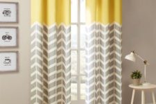 29 yellow and grey chevron printed curtains create a mood