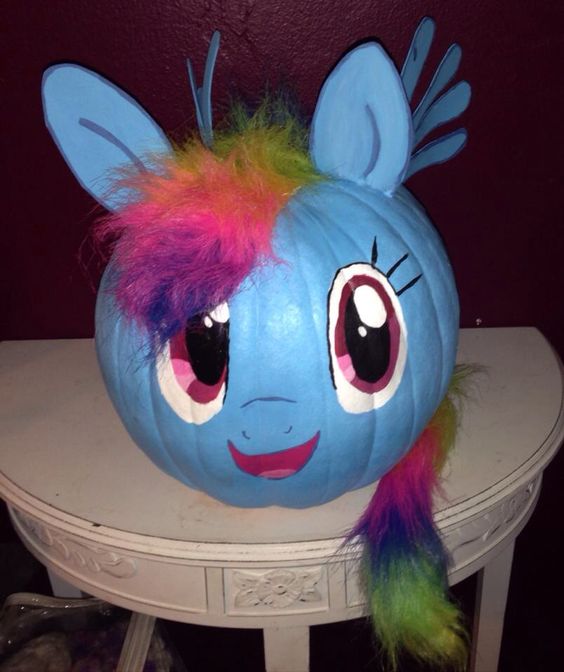 My Little Pony inspired pumpkin with a tail and ears