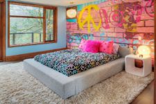 30 brick wall mural with a graffiti is great for a teen girl’s room