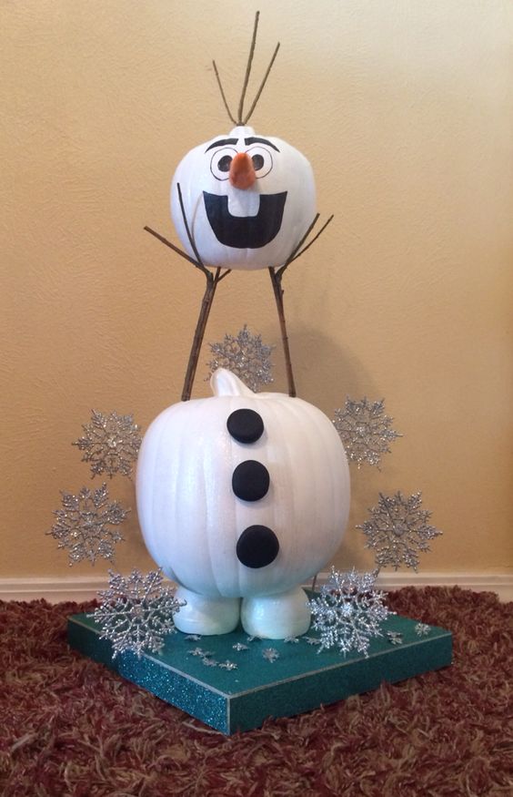 painted Olaf pumpkin to excite your kids