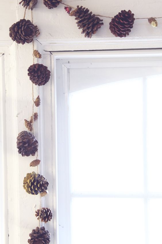pinecones of various sizes are great supplies for a garland