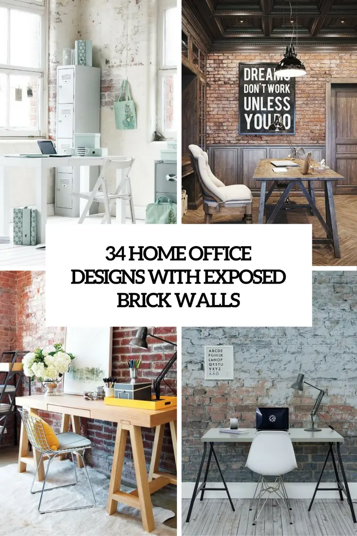 34 Home Office Designs With Exposed Brick Walls