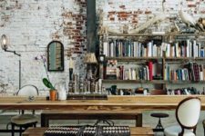 34 real aged brick for an eclectic home office