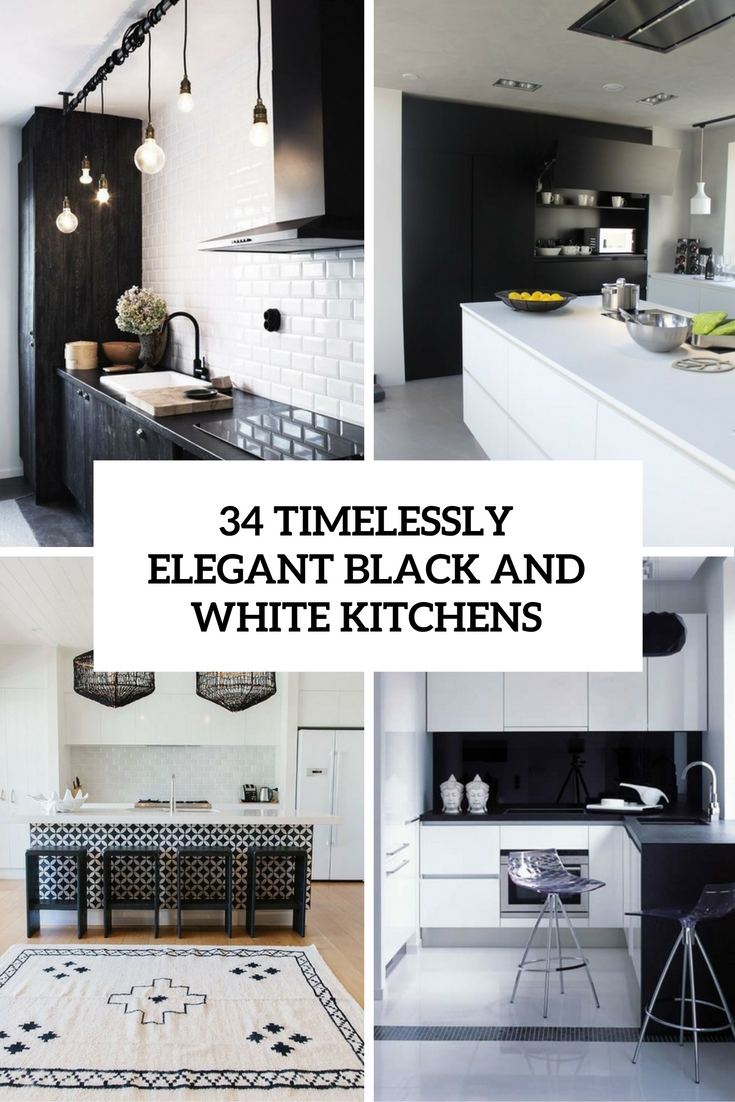 timelessly elegant black and white kitchens