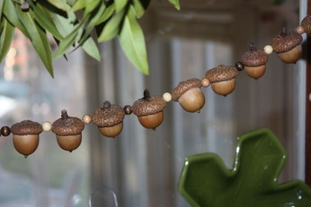acorn and bead garland