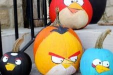 36 painted Angry Birds pumpkins for fans of games