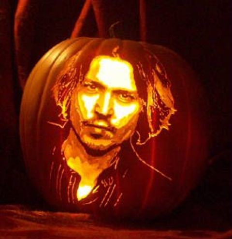 Johnny Depp pumpkin art