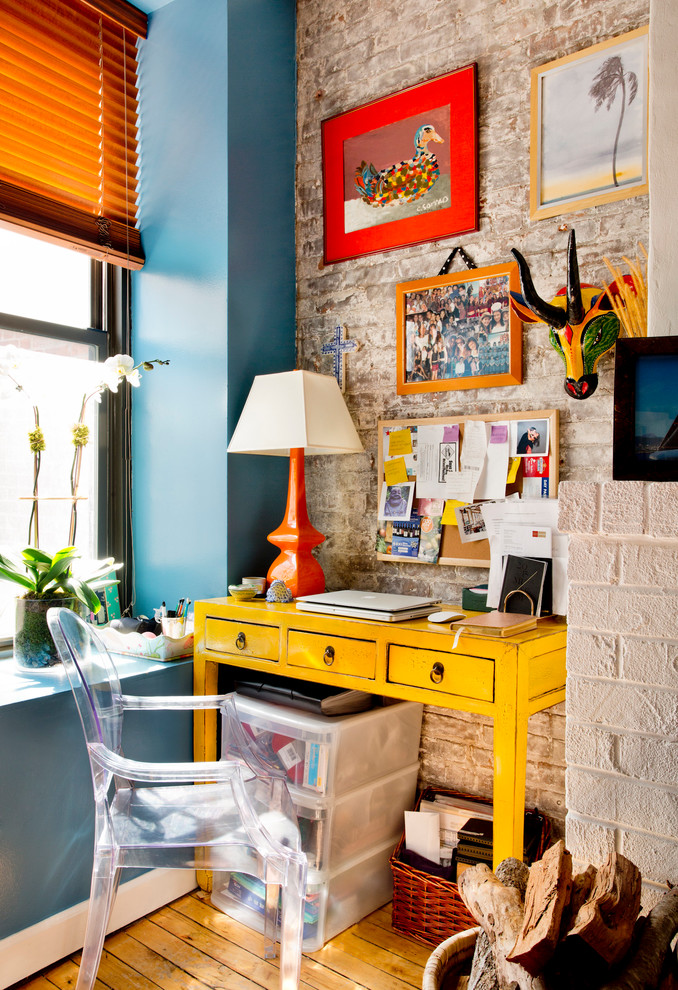 for a feminine office look go with colorful furniture and bright accents (Rikki Snyder)