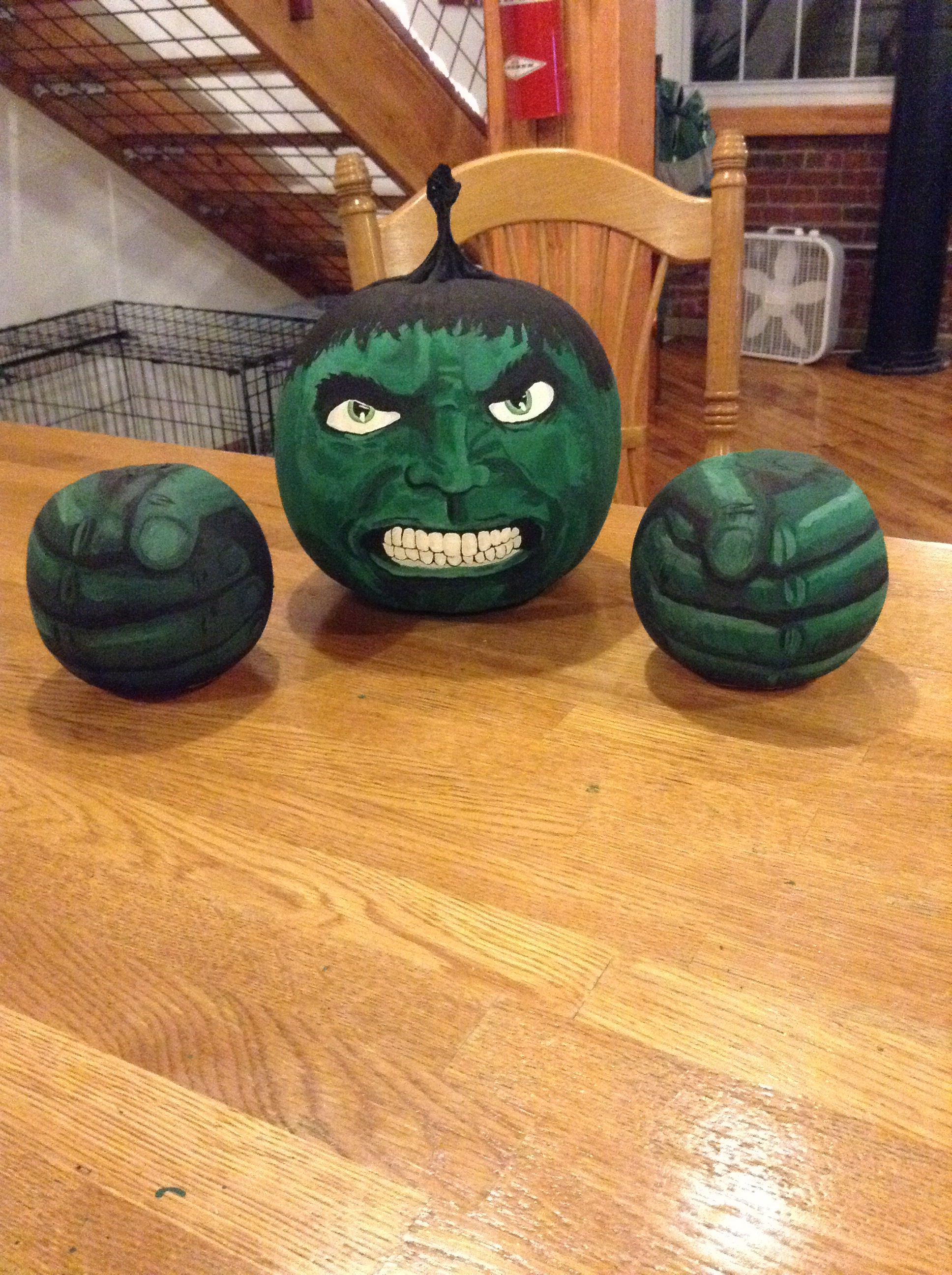 Painted Hulk pumpkins for those who feel angry
