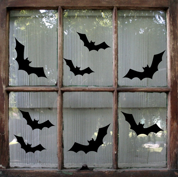 bats are easy to make silhouettes but if you make a bunch of them they would look great on any window