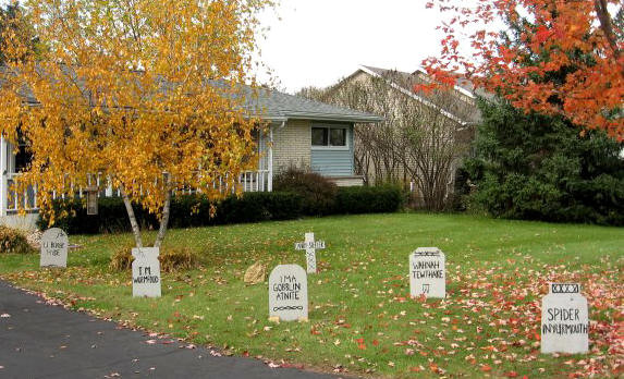 making a bunch of gravestones is an easy and budget friendly project for halloween