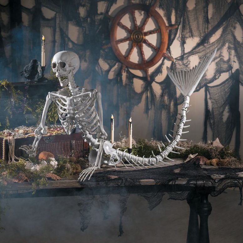 mermaid skeleton would be a great addition to a tropical Halloween arrangement