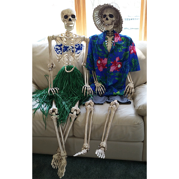 if you have several skeletons dress them in tropical outfits