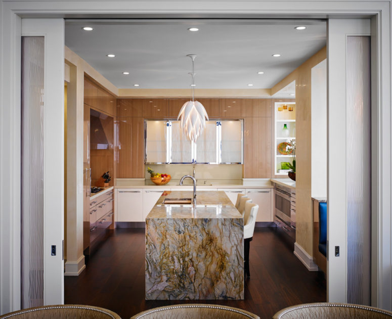 a waterfall countertop could become a centrepiece of a room (Renée Gaddis Interiors)