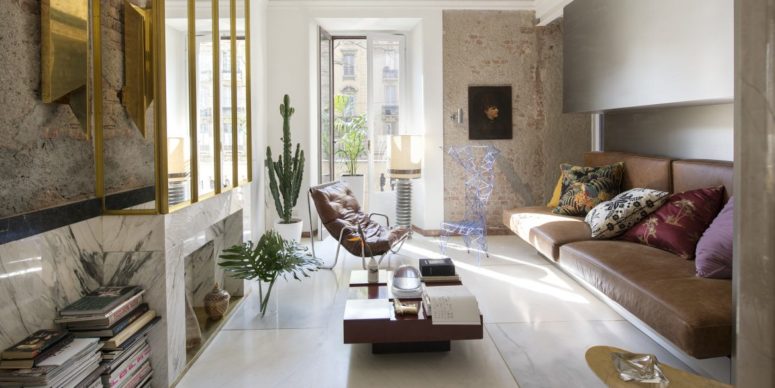 This modern home in Milan strikes with a stylish blends of various parts and details, and it shows how a rock'n'roll retreat can look