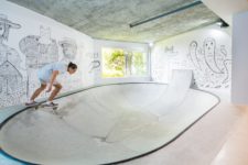 01 This teen entertainment room has a large skate bowl inspired by a skate park in London