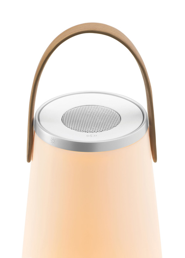UMA minimalist lanterns have built in speakers and a battery that allows working up to 8 hours