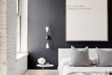 02 a black accent wall and white brick create a beautiful contrast