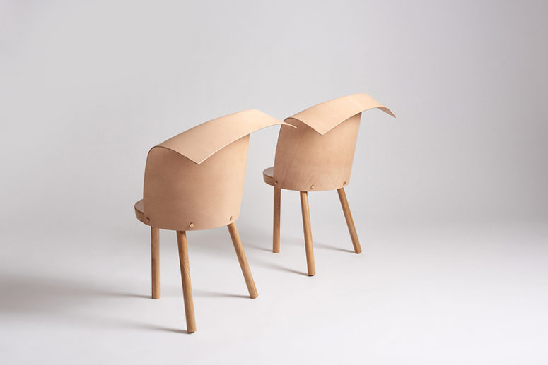 Clop brings together leather and wood in a unique fashion, these chairs are higher than Babu