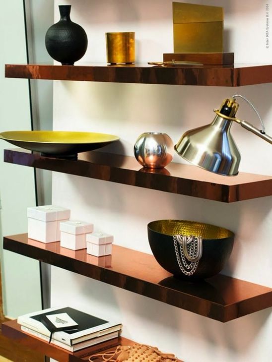 copper IKEA Lack shelves hack for a stylish space