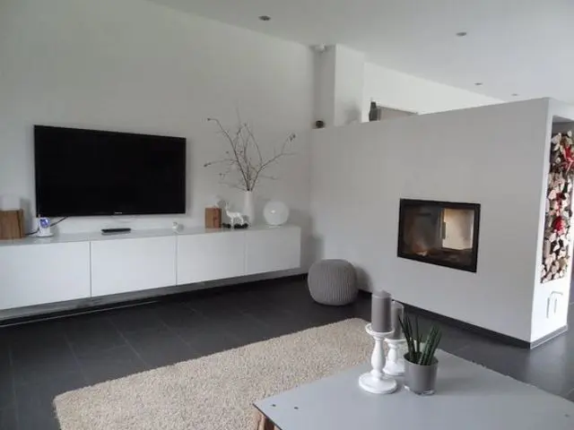 modern Japanese interior in cream, grey and with brown accents