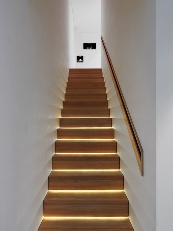 lights are placed under each step here to guide you