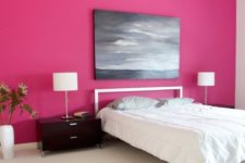 09 pink wall makes this white bedroom chic, bold and fun