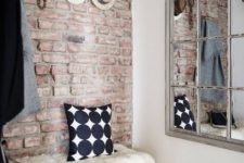 10 a vintage-inspired entryway decrated with brick plywood panels to give it a style