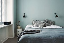 14 Scandinavian bedroom spruced up with a mint headboard wall