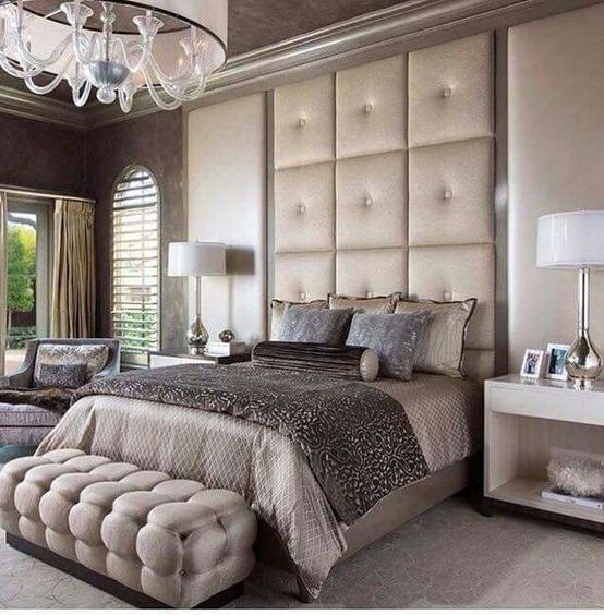 chic and refined bedroom in pastels and neutrals