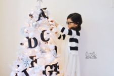 17 little white tree with black monogram letters to teach your kid alphabet