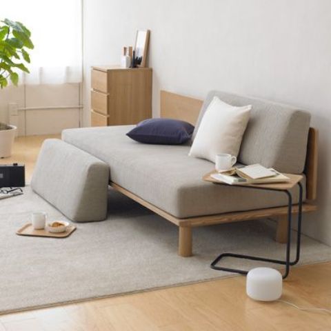 low Japanese-styled couch in light colors