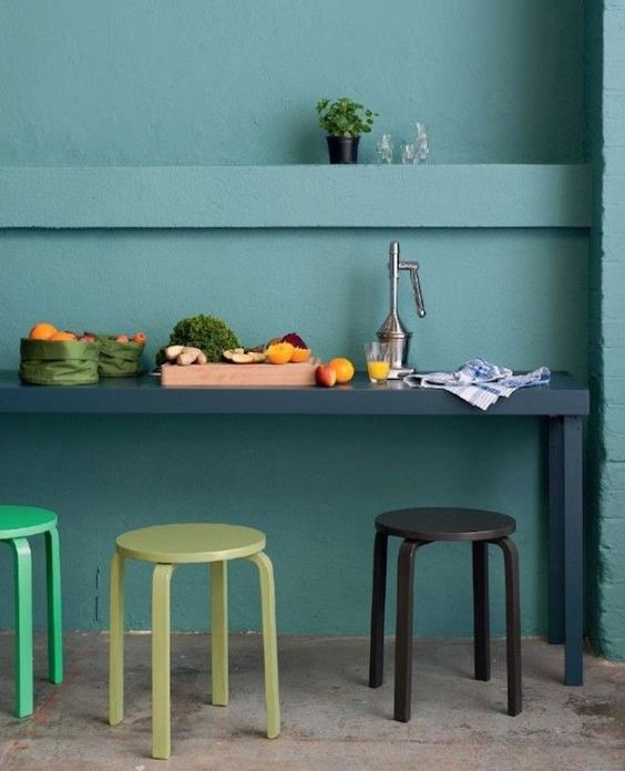 paint the stools according to the kitchen colors