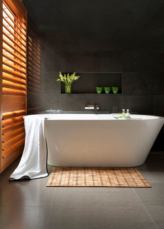 serene and luxurious, this Zen bathroom centres around a freestanding tub