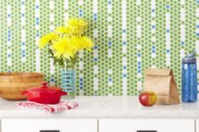 21 green and blue penny tiles backsplash can become a focal point