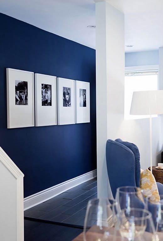 navy accent wall is the best idea for a nautical interior